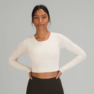 Lululemon ebb to street long sleeve 6 white opal nwt crop top